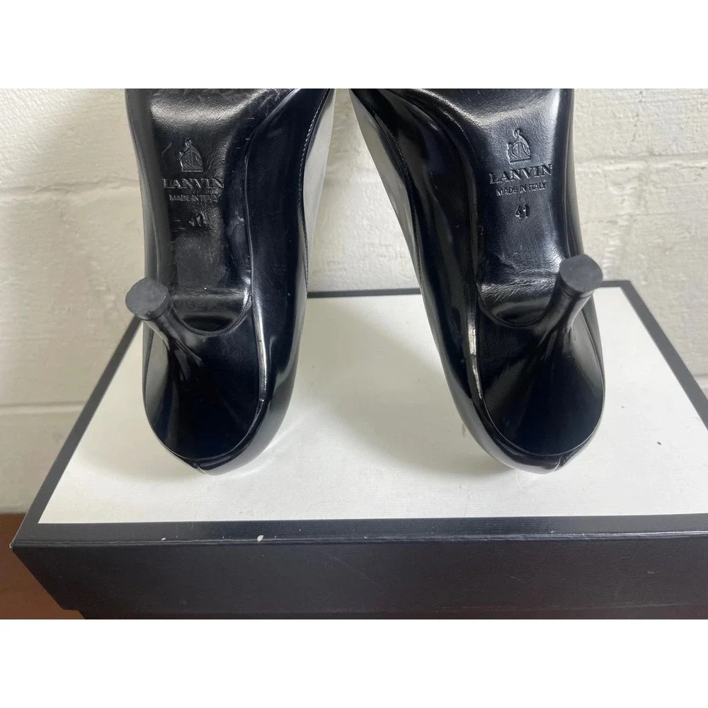 Lanvin Black Silver Pointed Toe Stiletto Pump Heels Womens 41 EU/8 US Italy Made